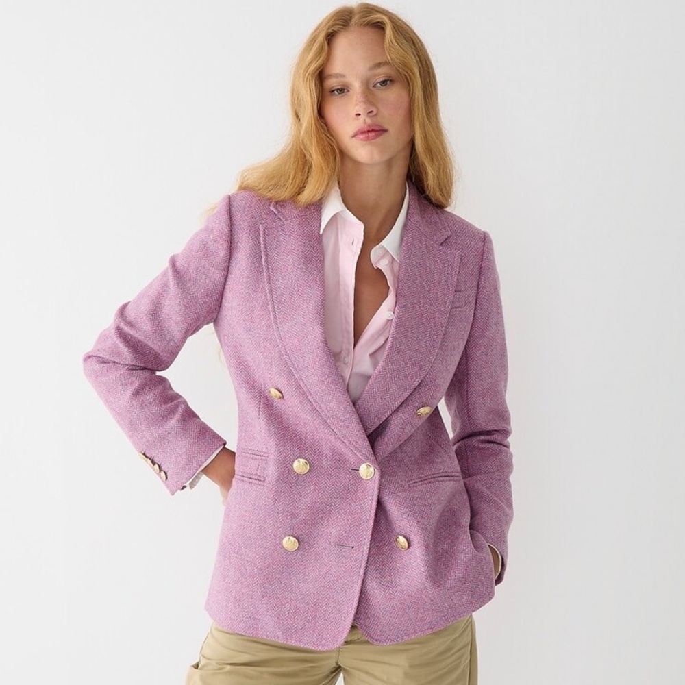 New! J. Crew Bristol Blazer Lilac Herringbone 100% Wool Purple Pink Sz 12 Petite